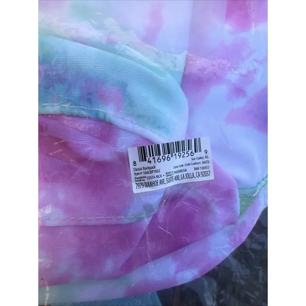 NEW‎ PURA VIDA TIE-DYE CLASSIC Pink Blue Yellow White BACKPACK
